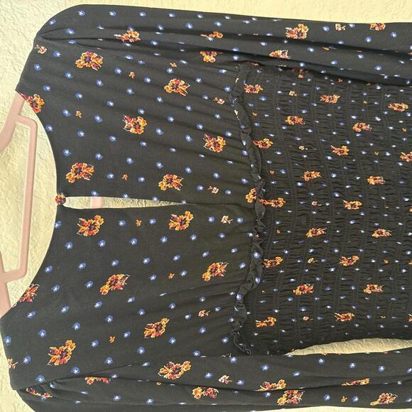 Women’s Free People Two Faces Printed Smocked Mini Dress Size Medium - Picture 5 of 8